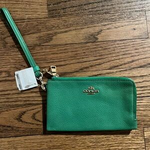 Coach Green Wristlet - new with tags (minor imperfections)